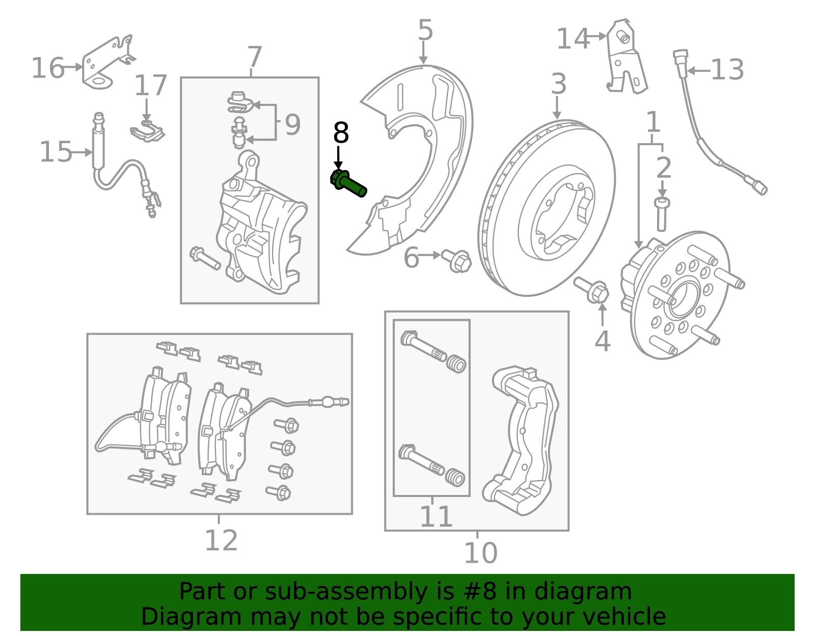 Caliper Mount Bolt - Ford (-W500463-S442) - view 7
