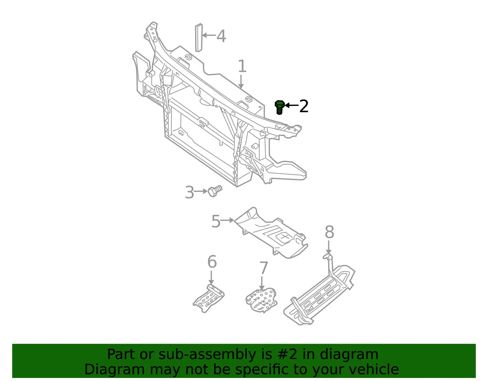 Radiator Support Panel Bolt - Nissan (01121-0076U) - view 2