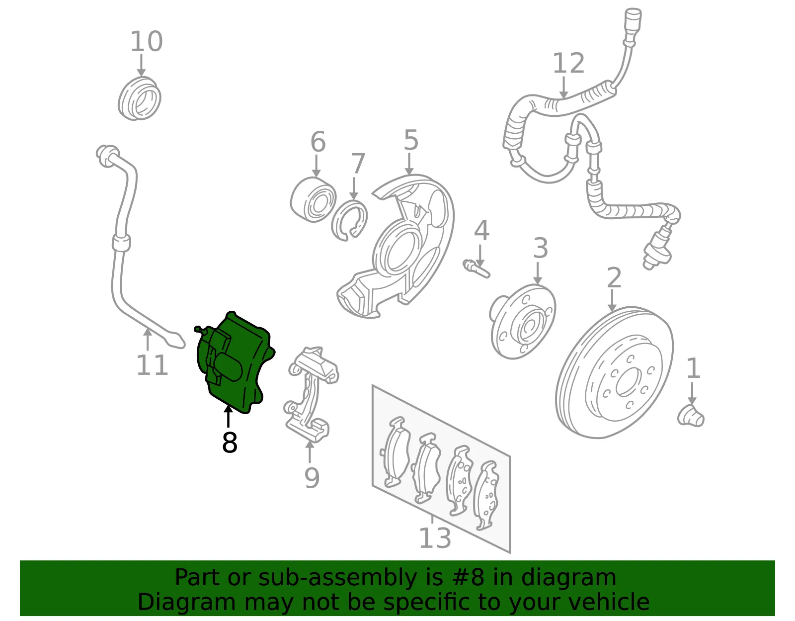 Caliper - Driver's Side (LH) - Kia (0K240-49990A) - view 2