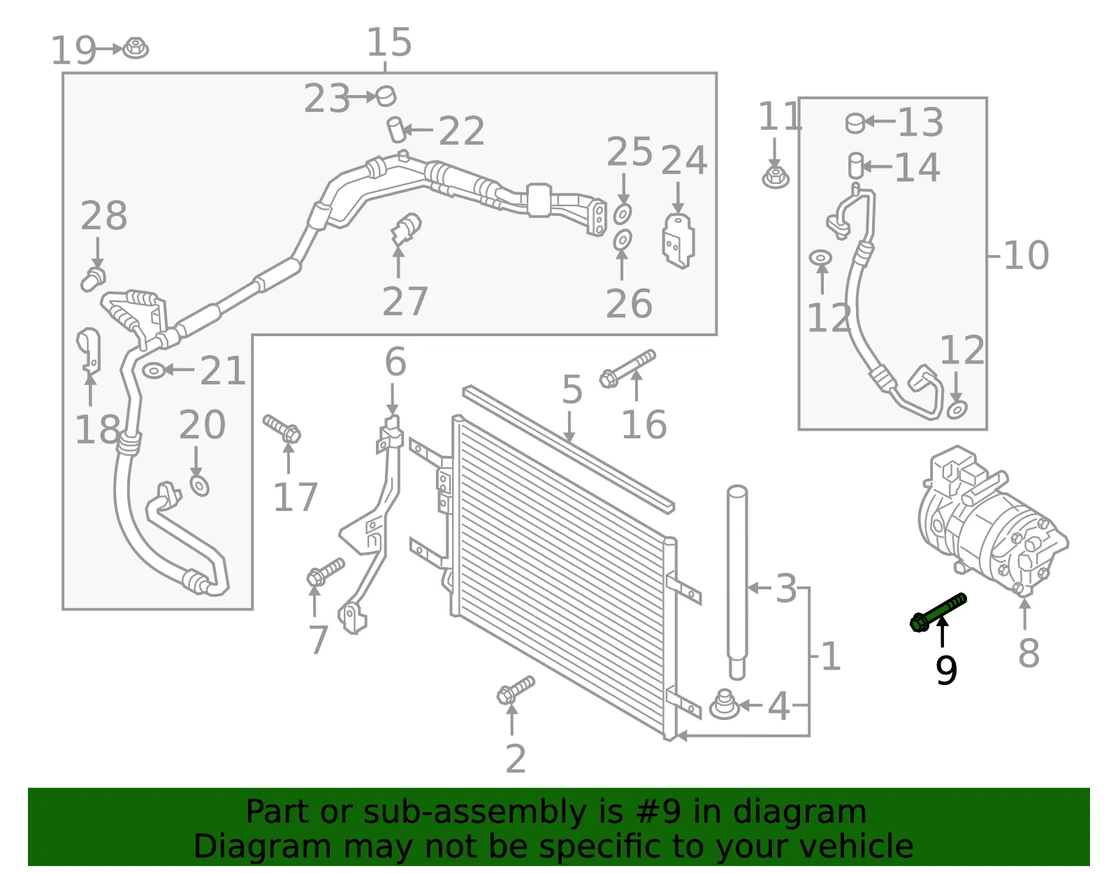 Compressor Assembly Mount Bolt - Kia (11630-08006PA) - view 2
