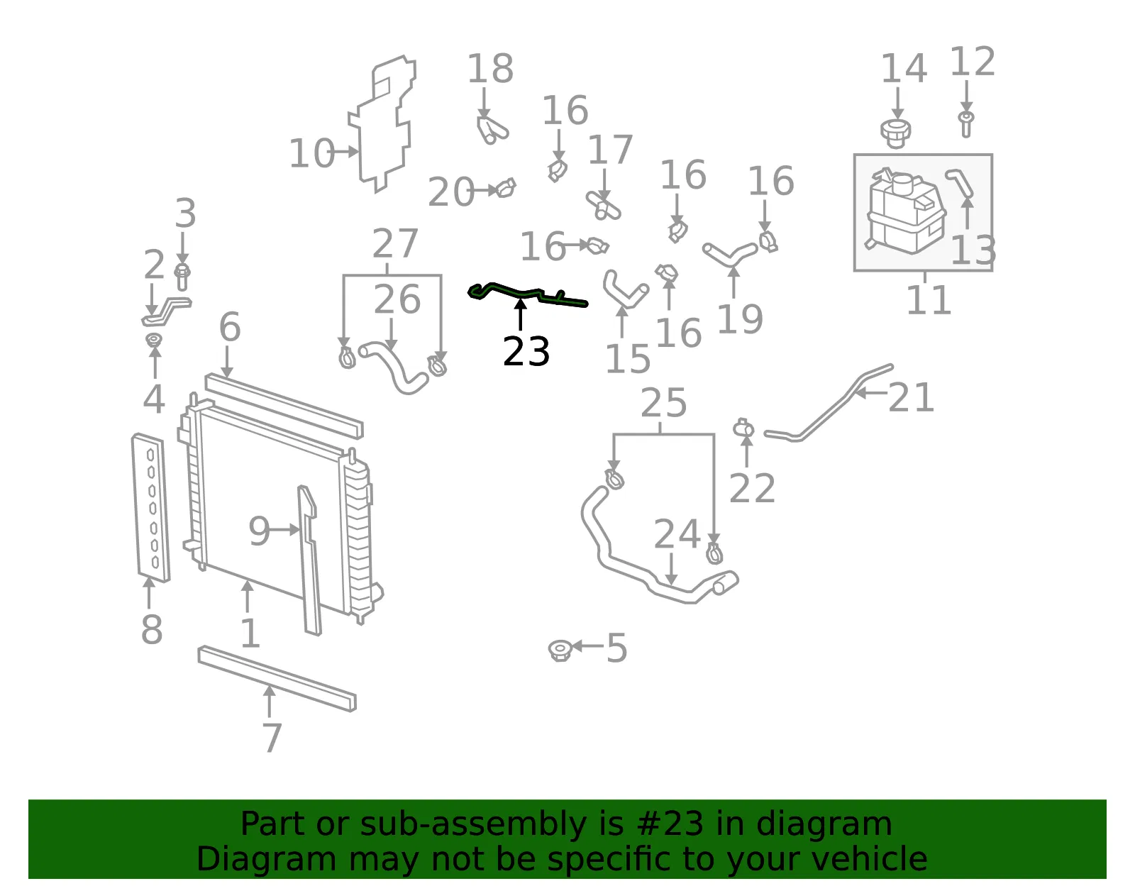 Radiator Surge Tank Inlet Pipe - GM (12590844) - view 6