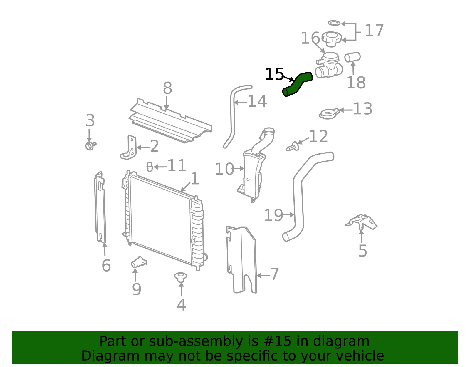 Front Radiator Inlet Hose - GM (15241777) - view 5