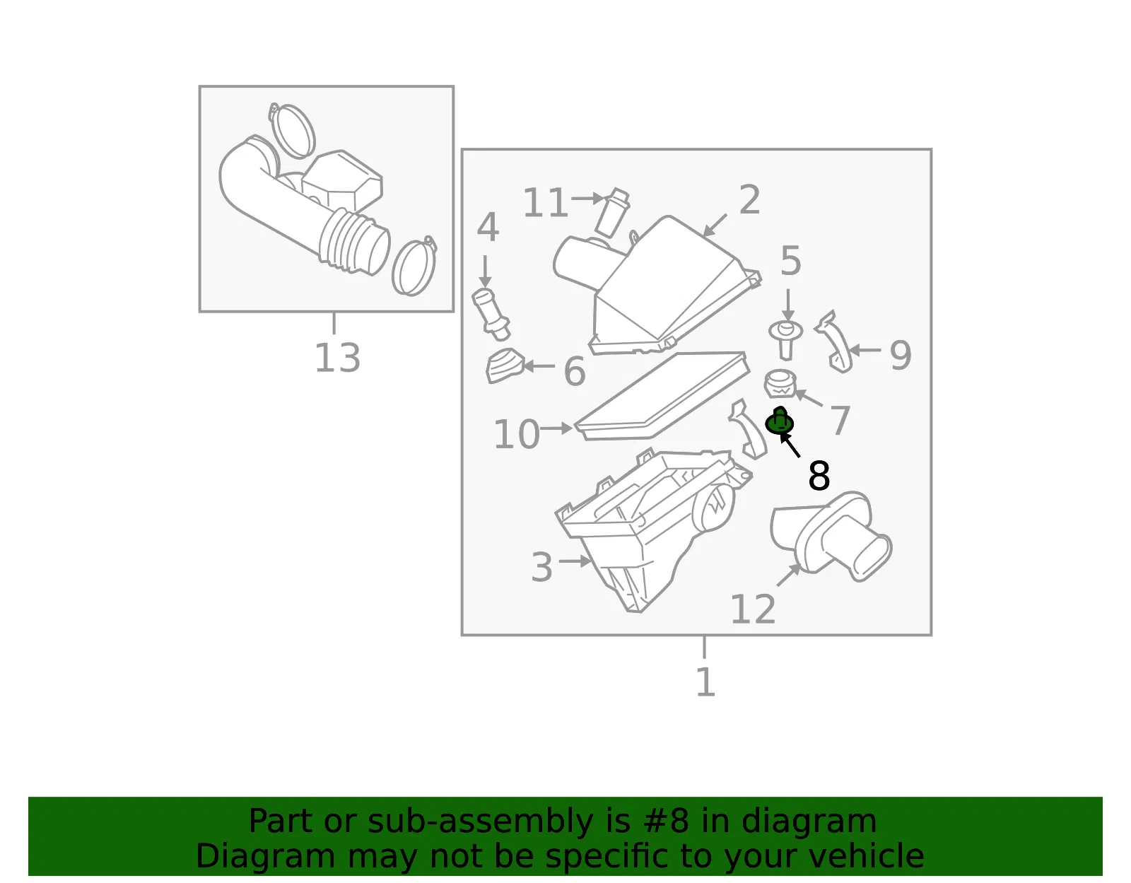 Air Filter Housing Lid Clip - Nissan (16566-60U0A) - view 2