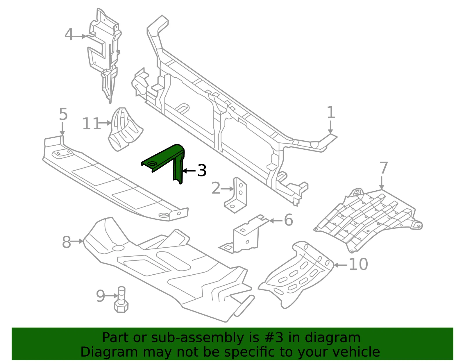 Radiator Shutter Bracket - Nissan (21426-9BU0B) - view 2