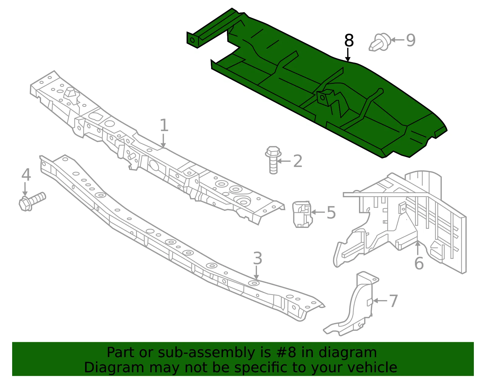 Radiator Support Access Cover - Nissan (21496-3VB3A) - view 2