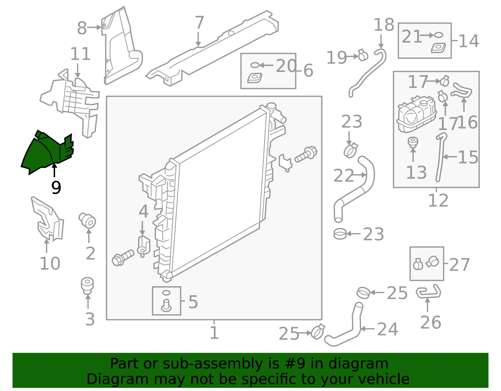 Radiator Support Baffle - Nissan (21498-5ZW0A) - view 2