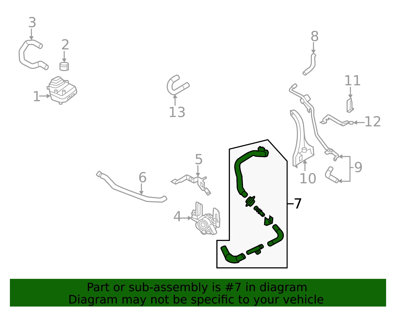 Drive Motor Inverter Radiator Hose - Nissan (21503-5MP2A) - view 2
