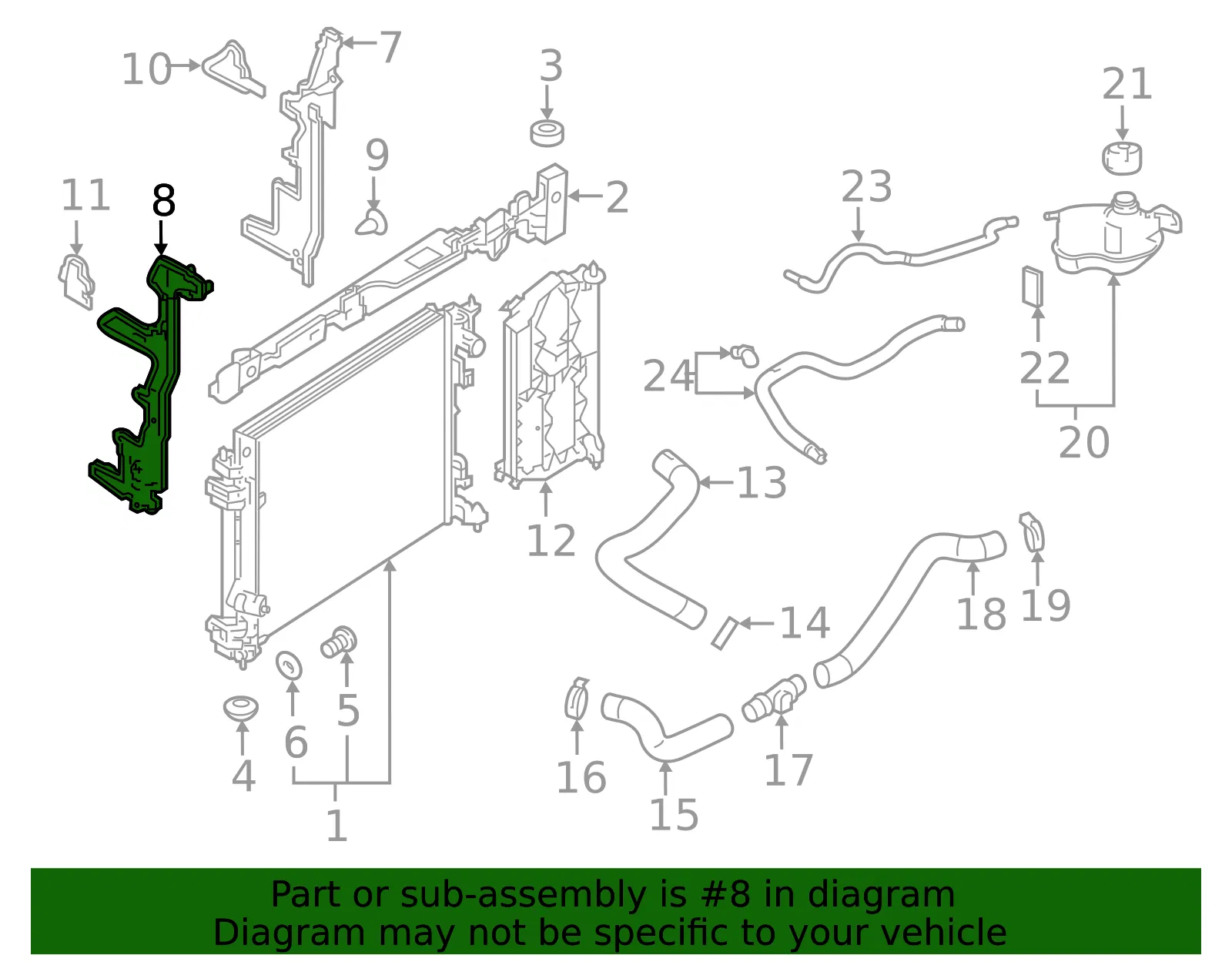Radiator Side Air Guide, Left - Nissan (21559-6MR0A) - view 2