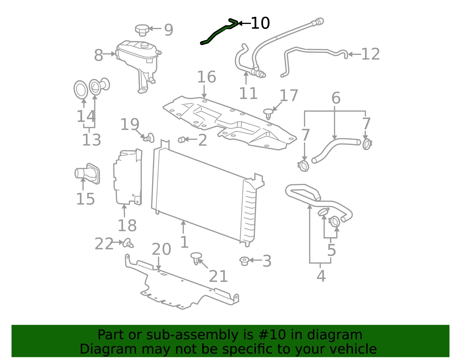 Radiator Surge Tank Inlet Hose - GM (22827733) - view 4