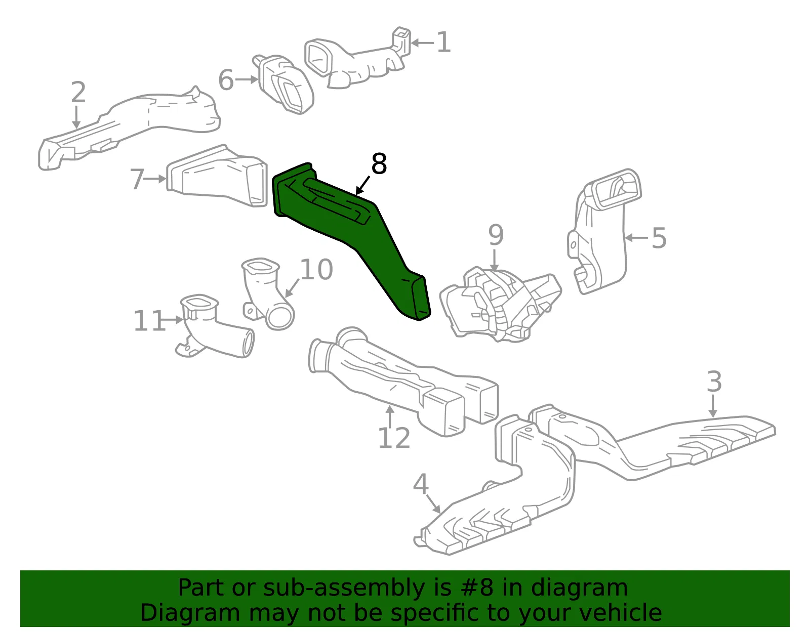 Auxiliary Air Conditioning Air Outlet Duct - GM (23104085) - view 3
