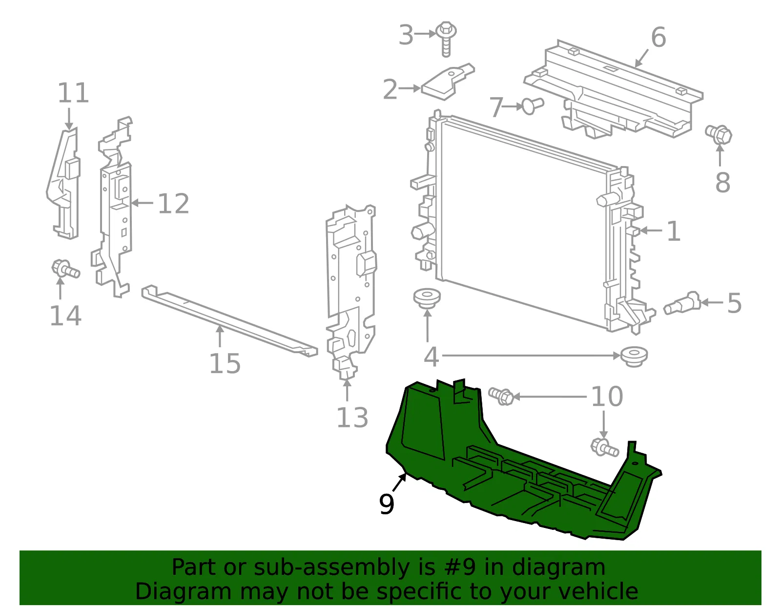Lower Radiator Air Baffle - GM (23291713) - view 3
