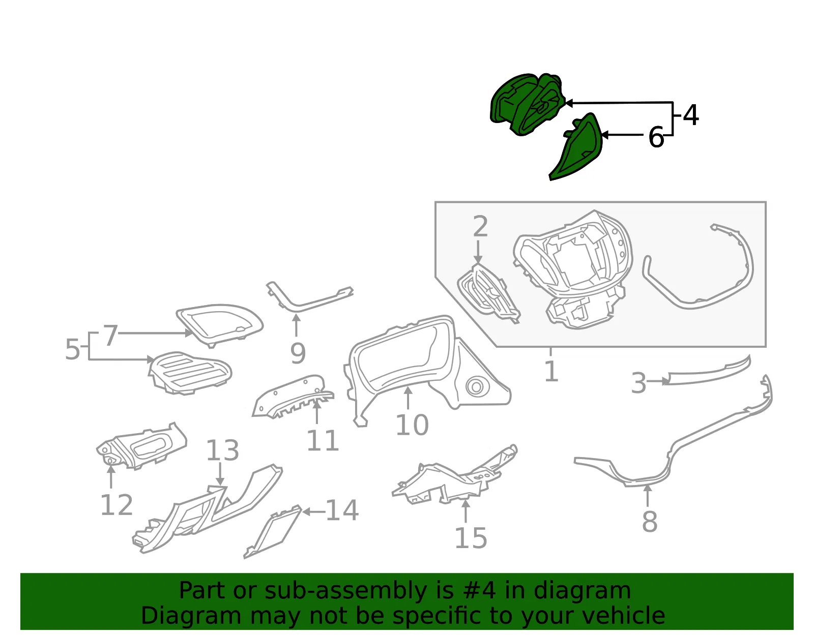 Air Vent - Passenger Side (RH) - GM (23363068) - view 3