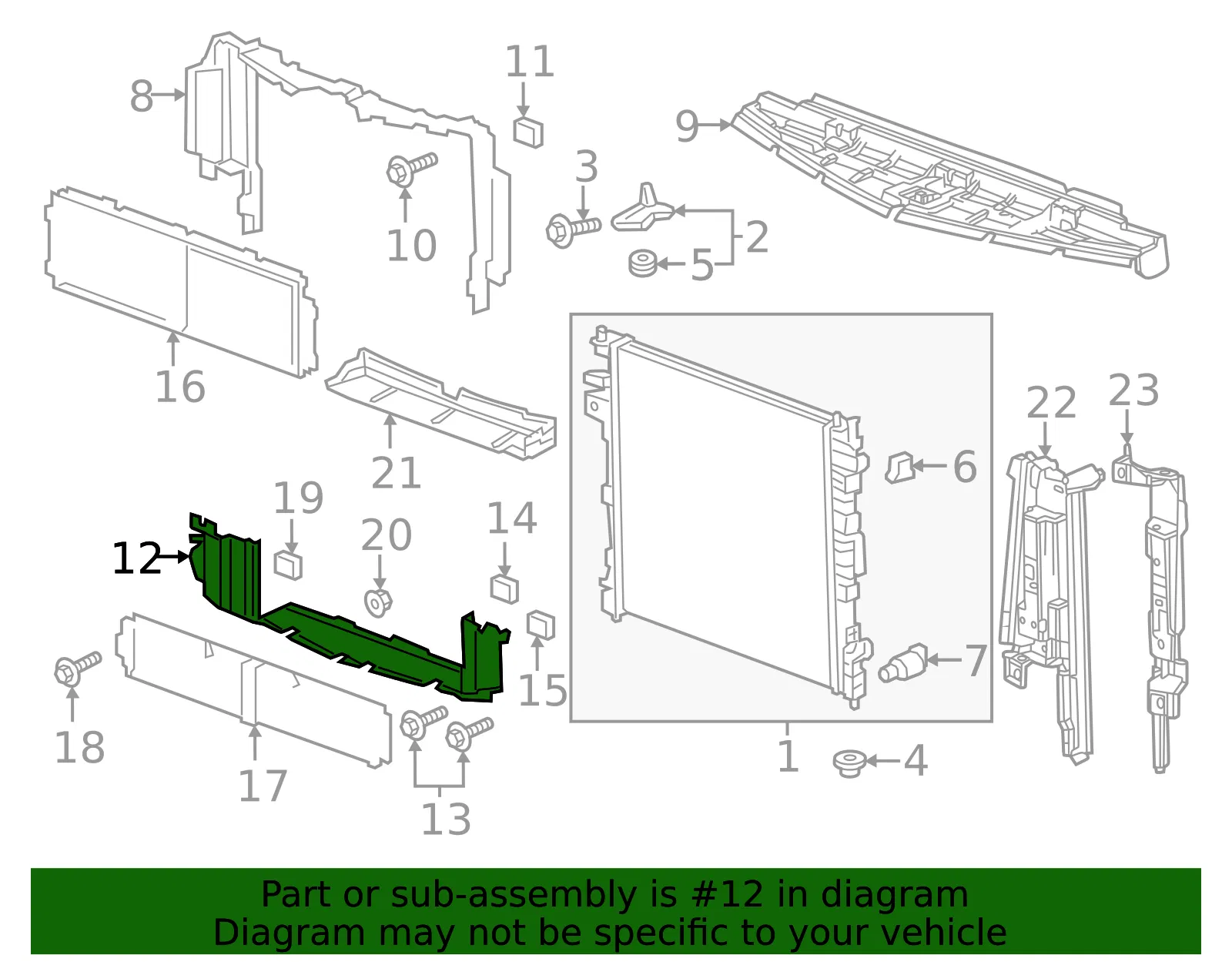 Lower Radiator Air Baffle - GM (23493655) - view 3