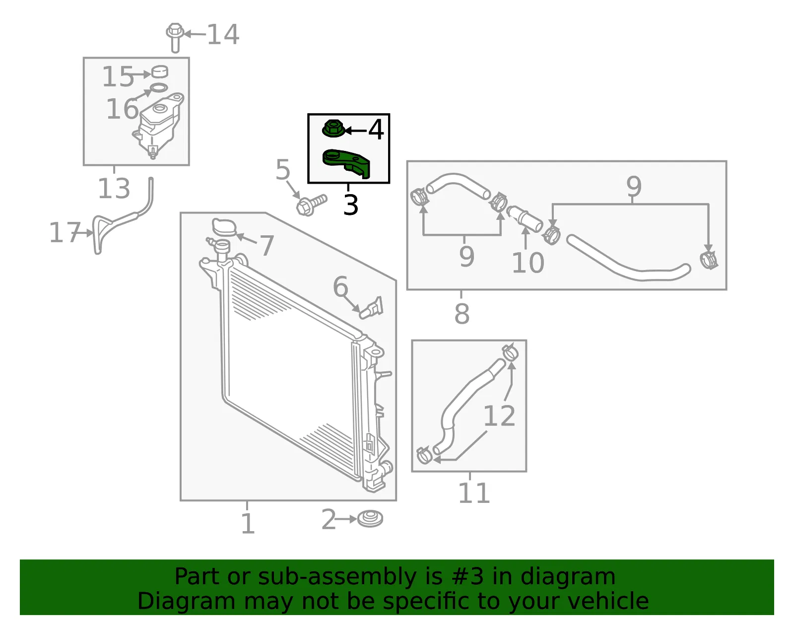 Radiator Upper Bracket - Passenger Side (RH) - Kia (25333-C5500) - view 2