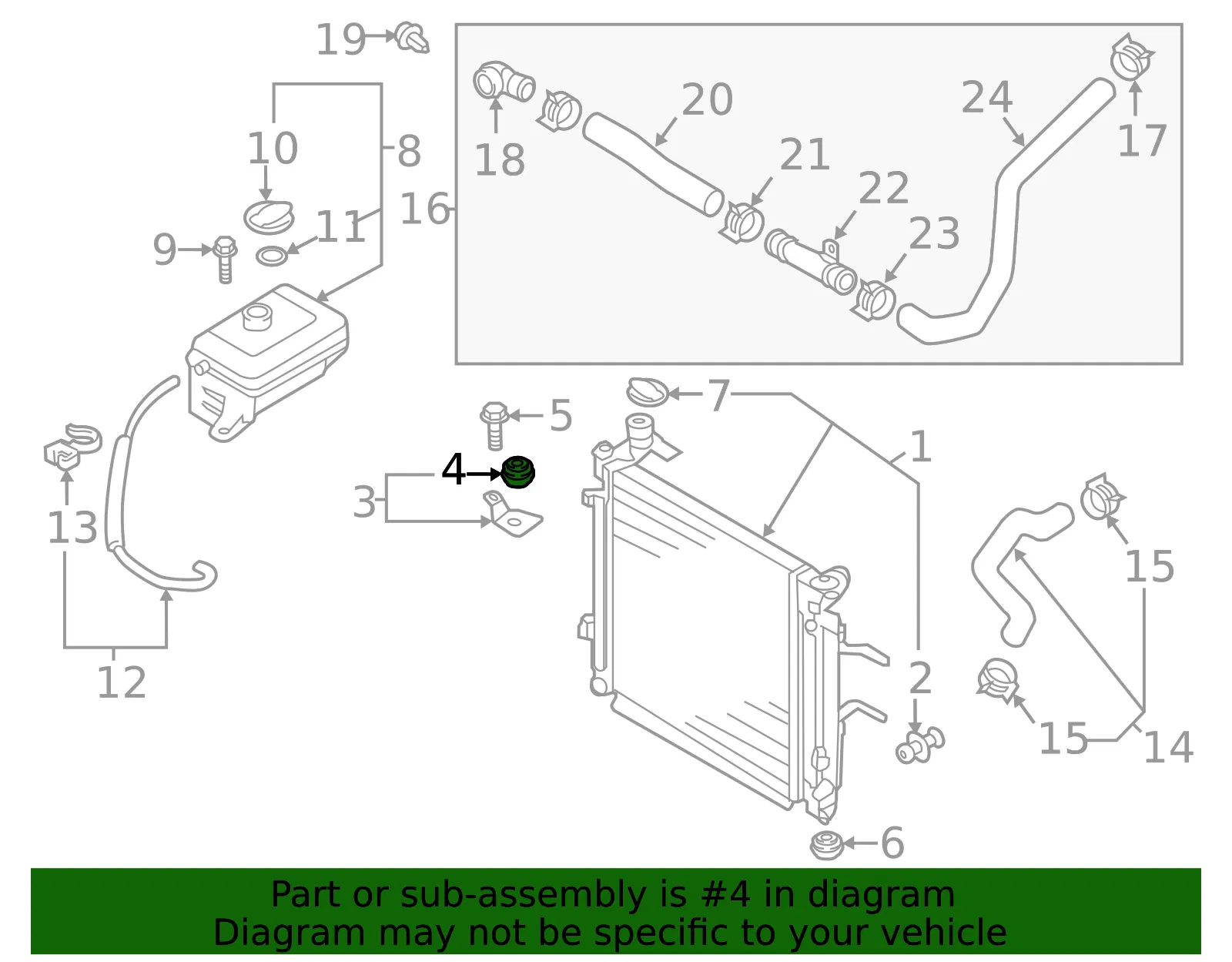 Radiator Assembly Mount Bracket - Kia (25333-2P000) - view 2