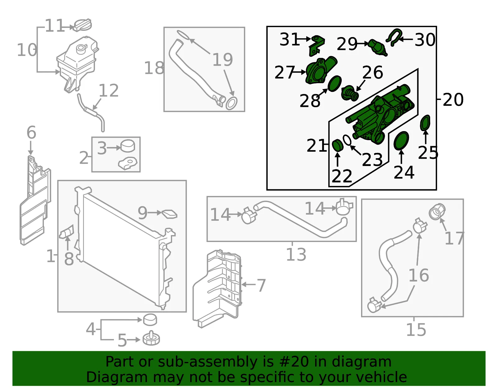 Thermostat Unit - Kia (25600-2G670) - view 2