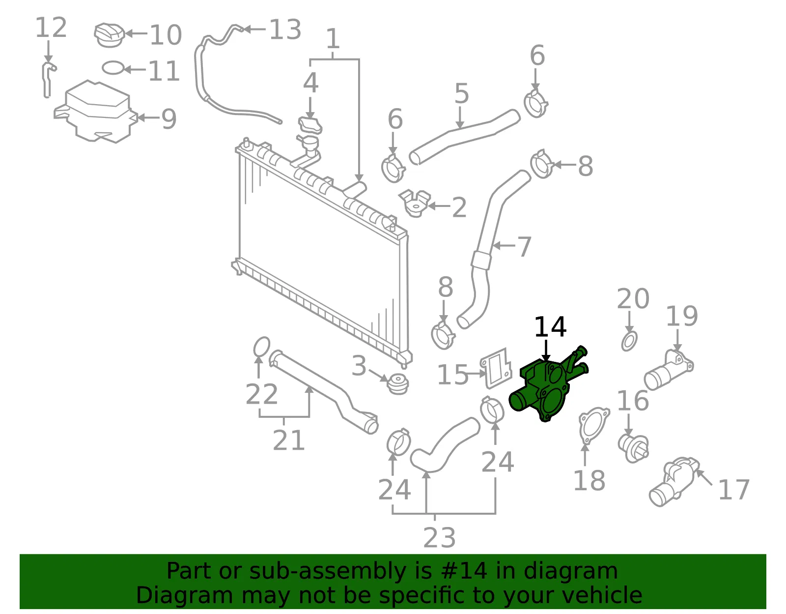 Engine Coolant Thermostat Housing - Kia (25631-26835) - view 2