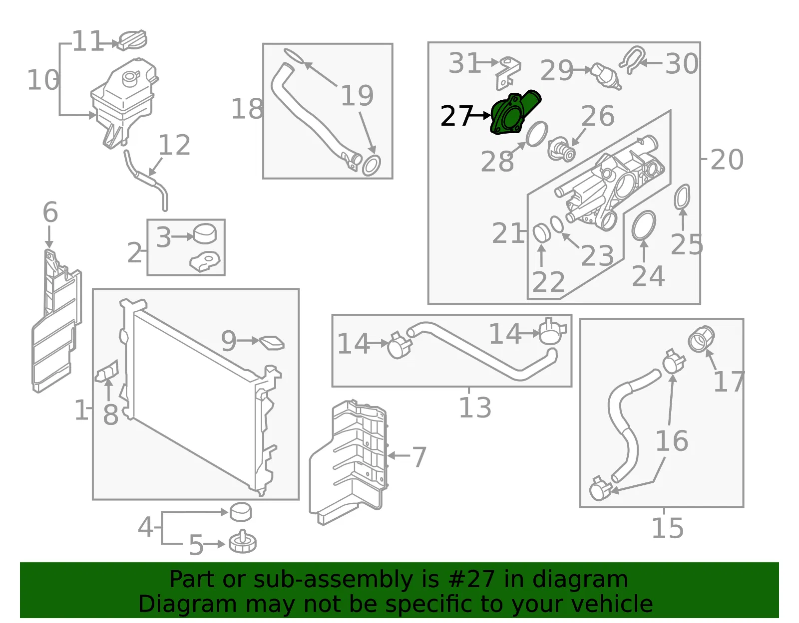 Thermostat Cover - Kia (25630-2G650) - view 3