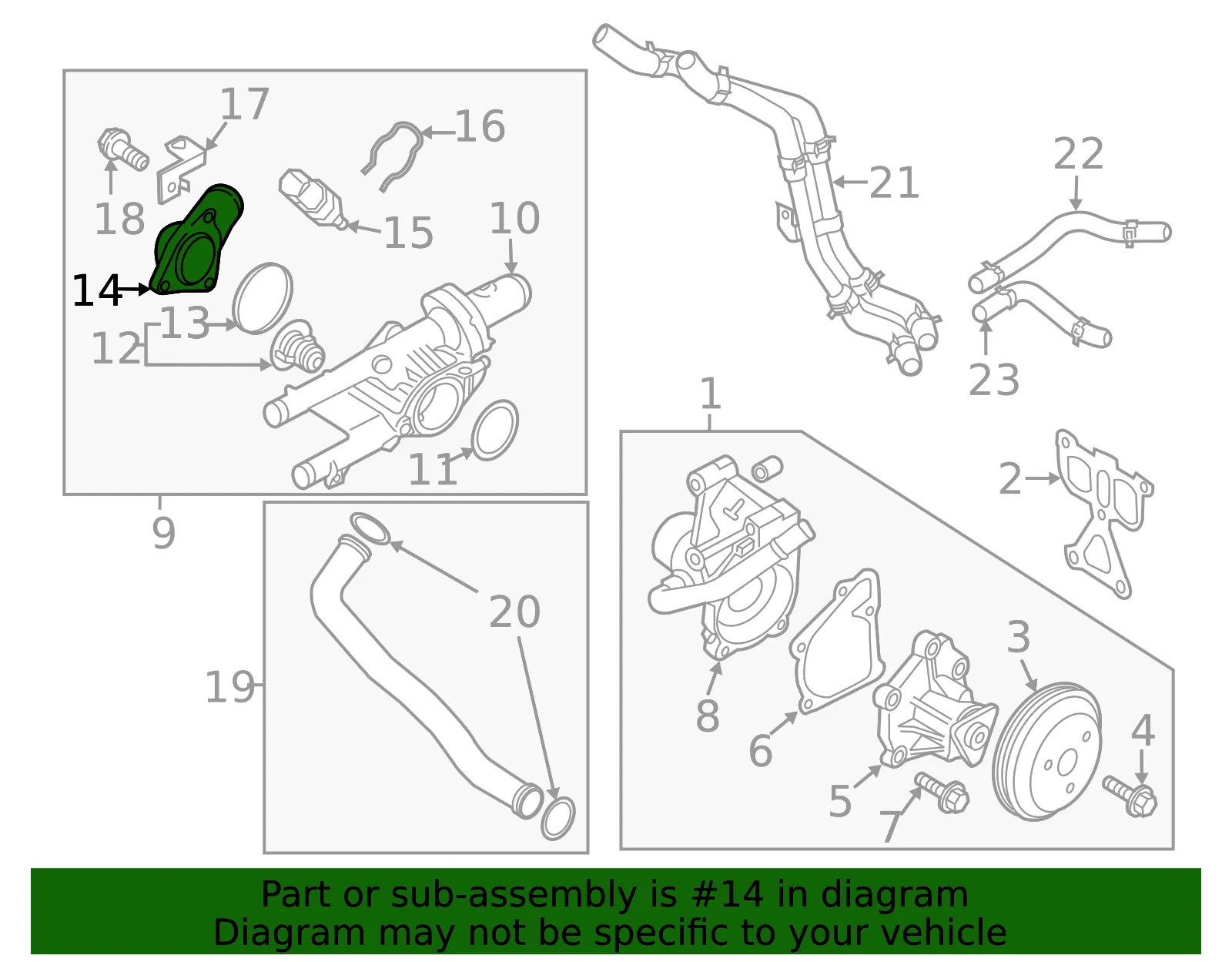 Engine Coolant Thermostat Housing - Kia (25630-2GGB0) - view 2