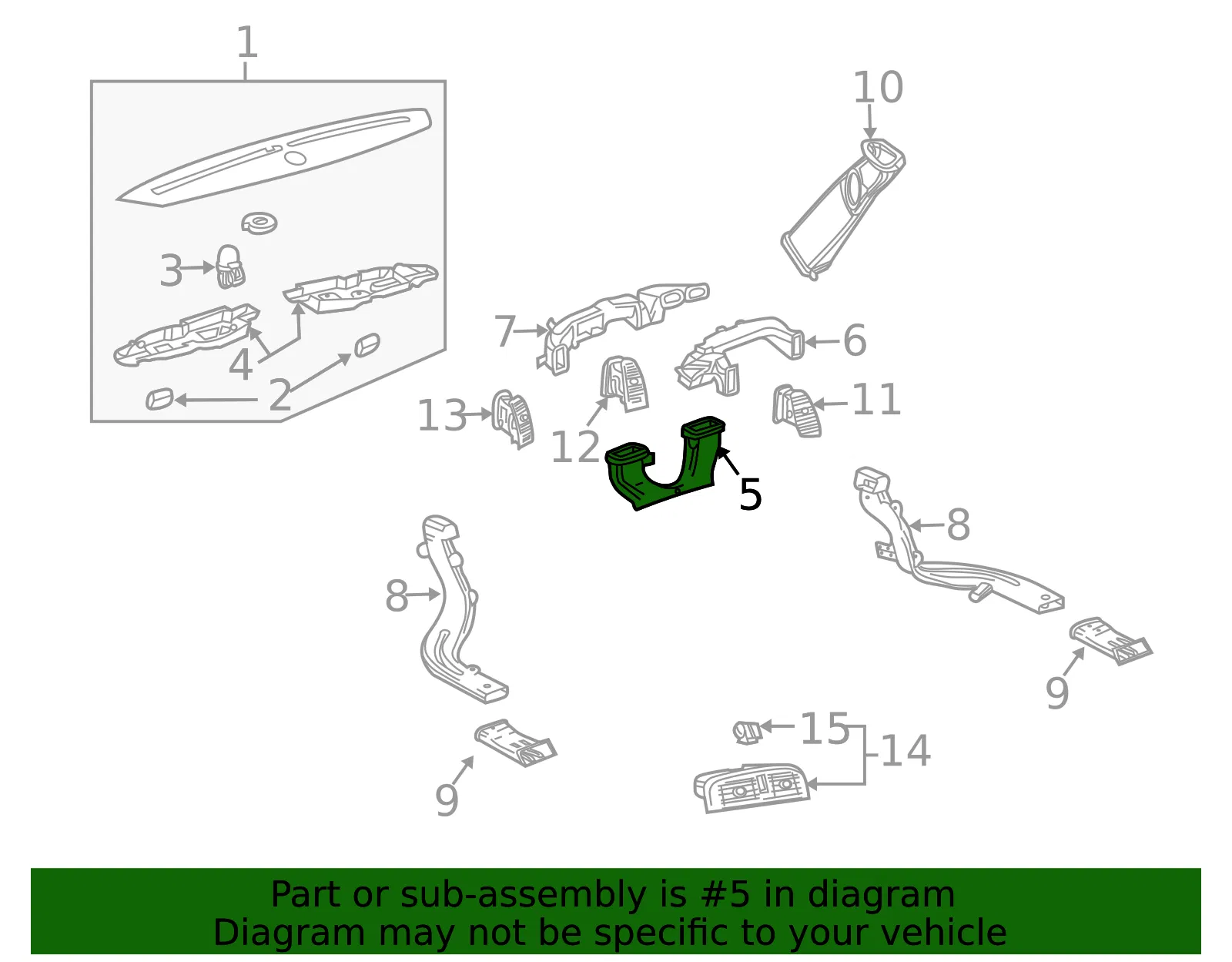 Nozzle Asm W/S Defr  Duct - GM (25725541) - view 2