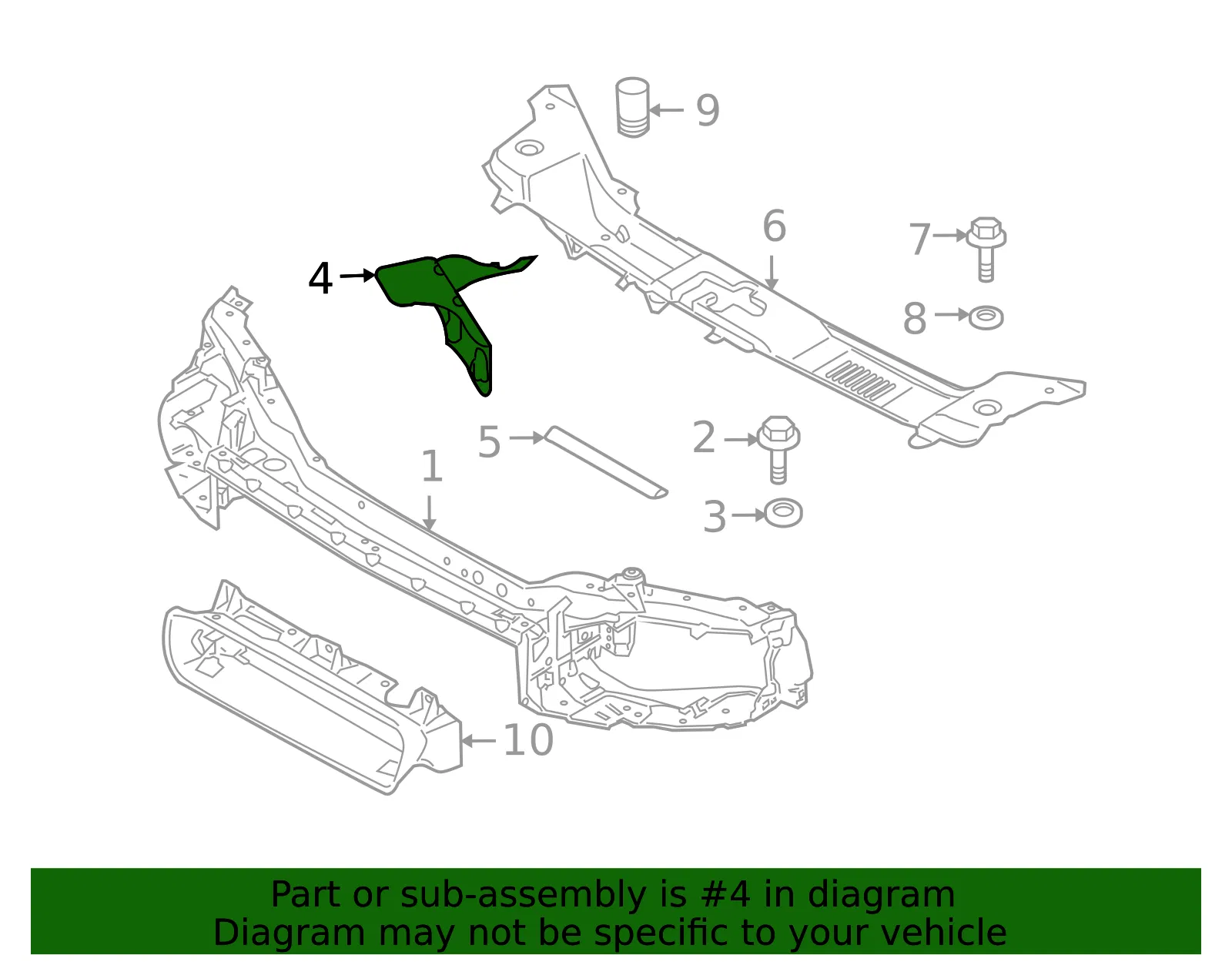 Radiator Support Bracket - Passenger Side (RH) - Volvo (30647265) - view 3