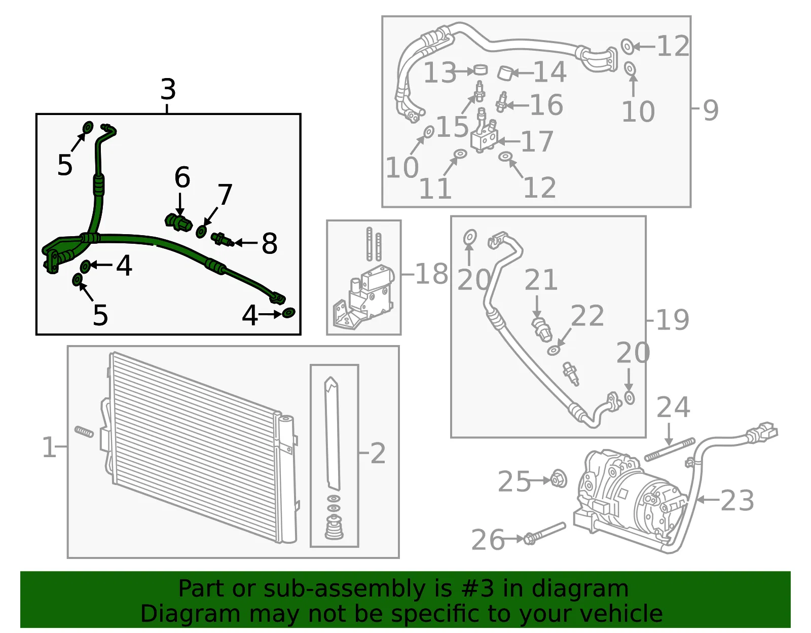 Air Conditioning Condenser Hose - GM (42746140) - view 3