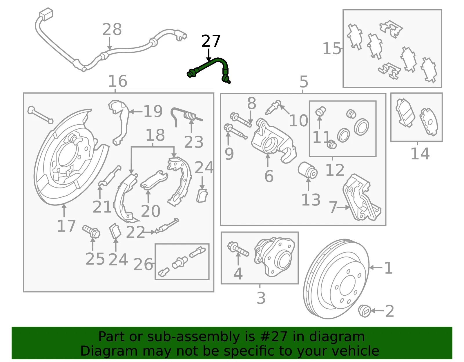 Rear Brake Hose Assembly - Nissan (46210-3NA2B) - view 2