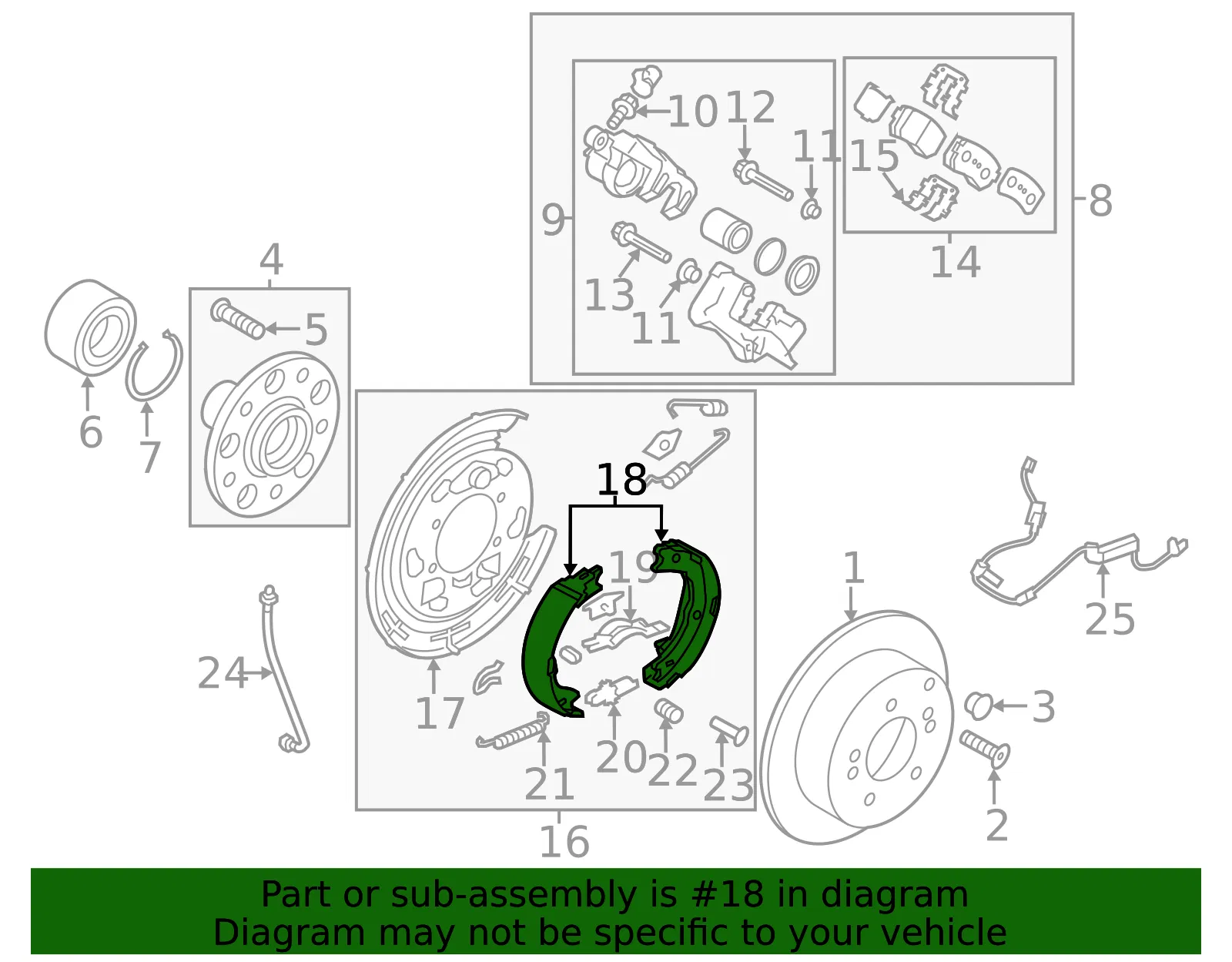 Park Brake Shoes - Kia (58305-2SA30) - view 2