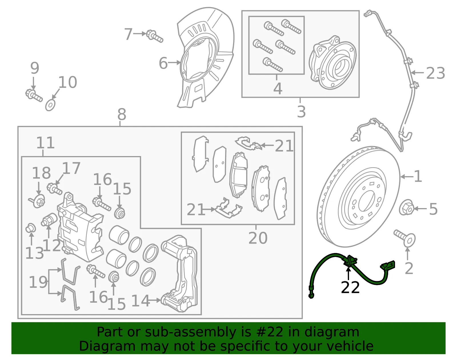 Brake Hose - Passenger Side (RH) - Kia (58732-A9000) - view 2