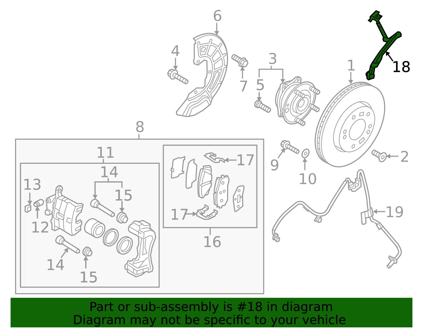 Brake Hose - Driver's Side (LH) - Kia (58731-C1100) - view 2