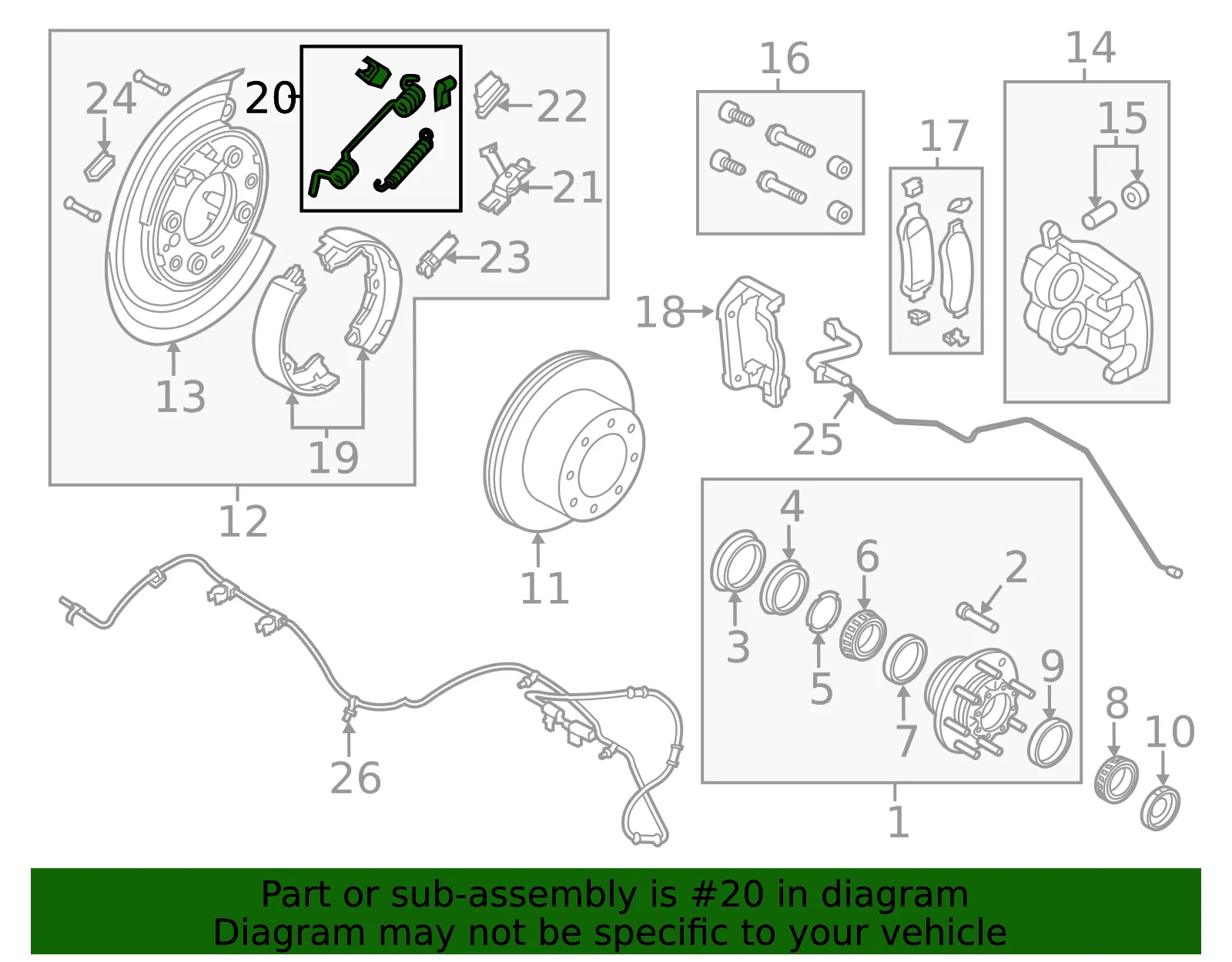 Park Brake Shoes Retainer Kit - Ford (5C3Z-2069-AA) - view 4