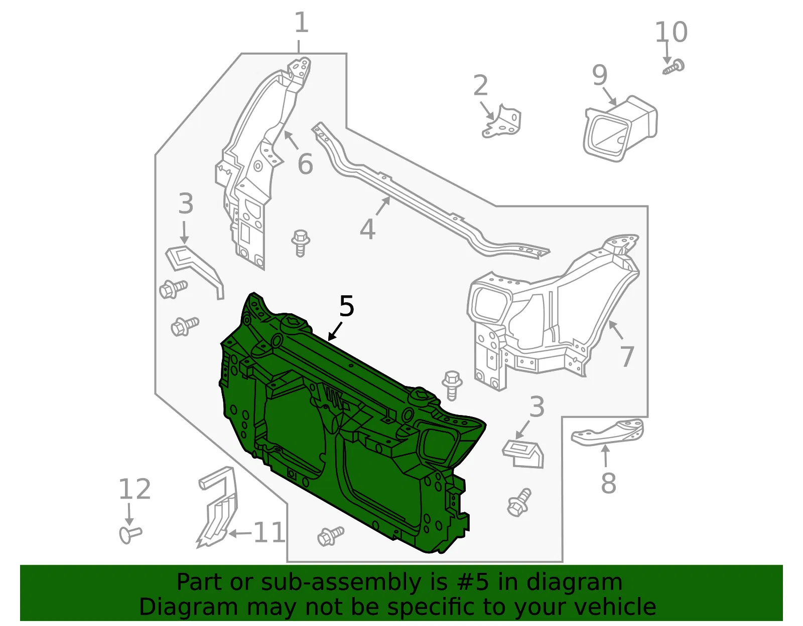 Radiator Support Panel - Nissan (62510-EV00C) - view 3