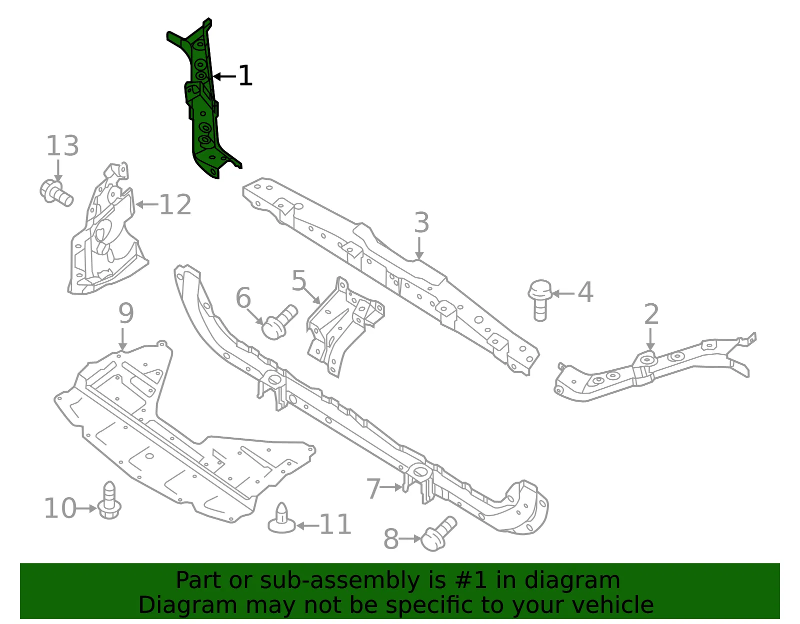 Support Assembly - Radiator Core - Upper Right-Hand - Passenger Side (RH) - Nissan (62512-4CB0B) - view 3