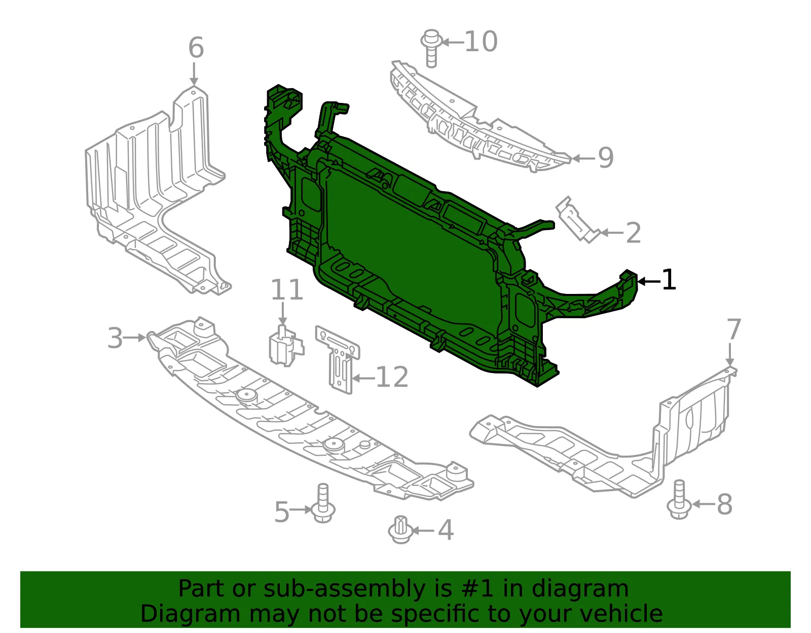 Radiator Support - Kia (64101-A7001) - view 2