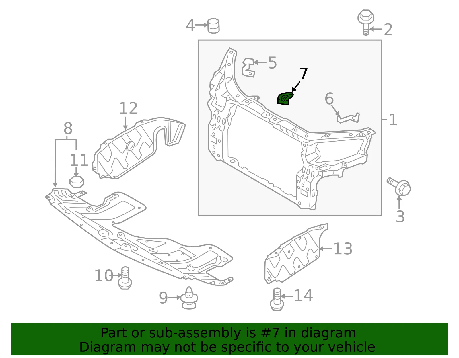 Radiator Support Center Bracket - Kia (64185-1U000) - view 2