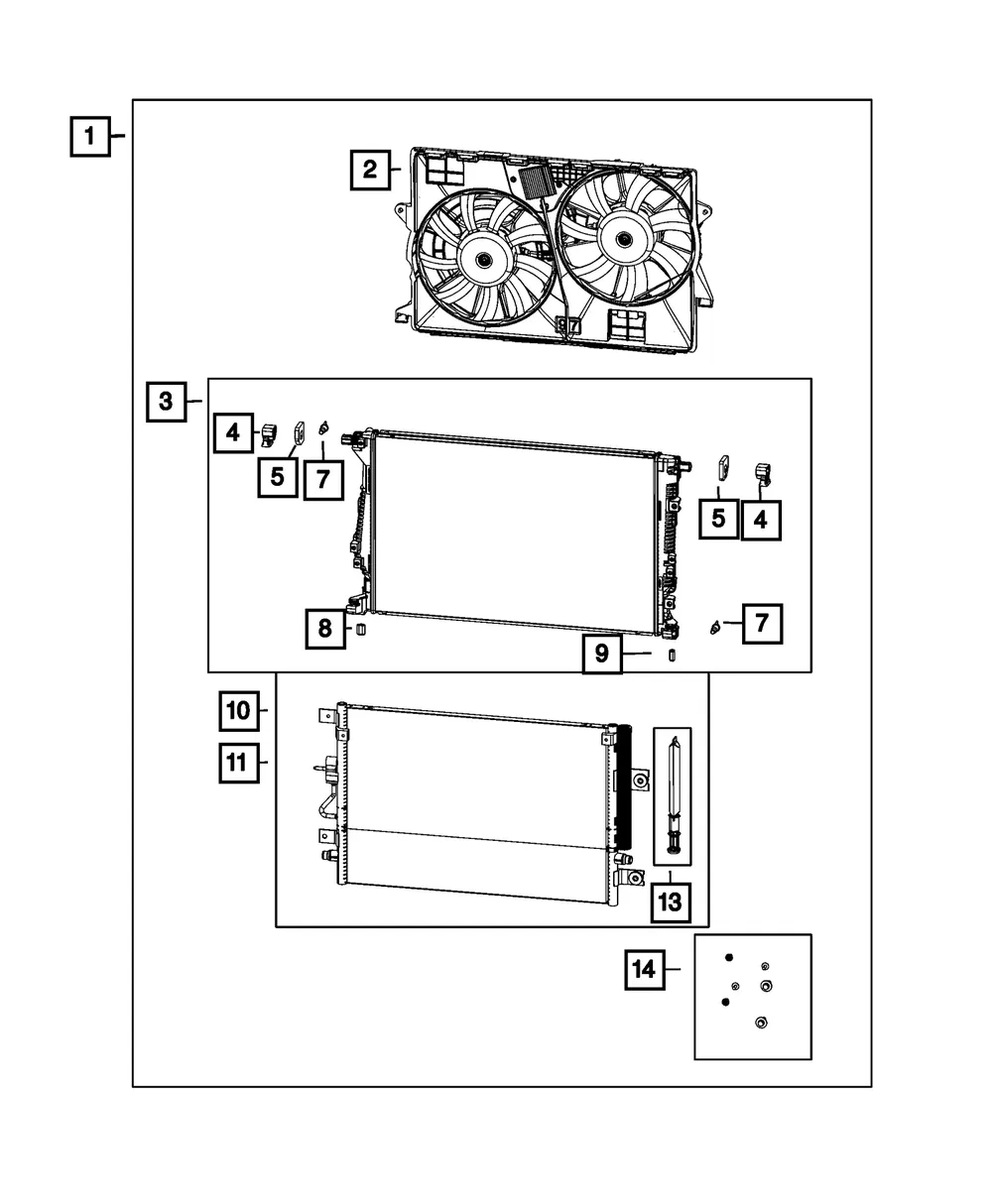 Condenser And Low Temperature Radiator Cooler - Mopar (68399029aa)