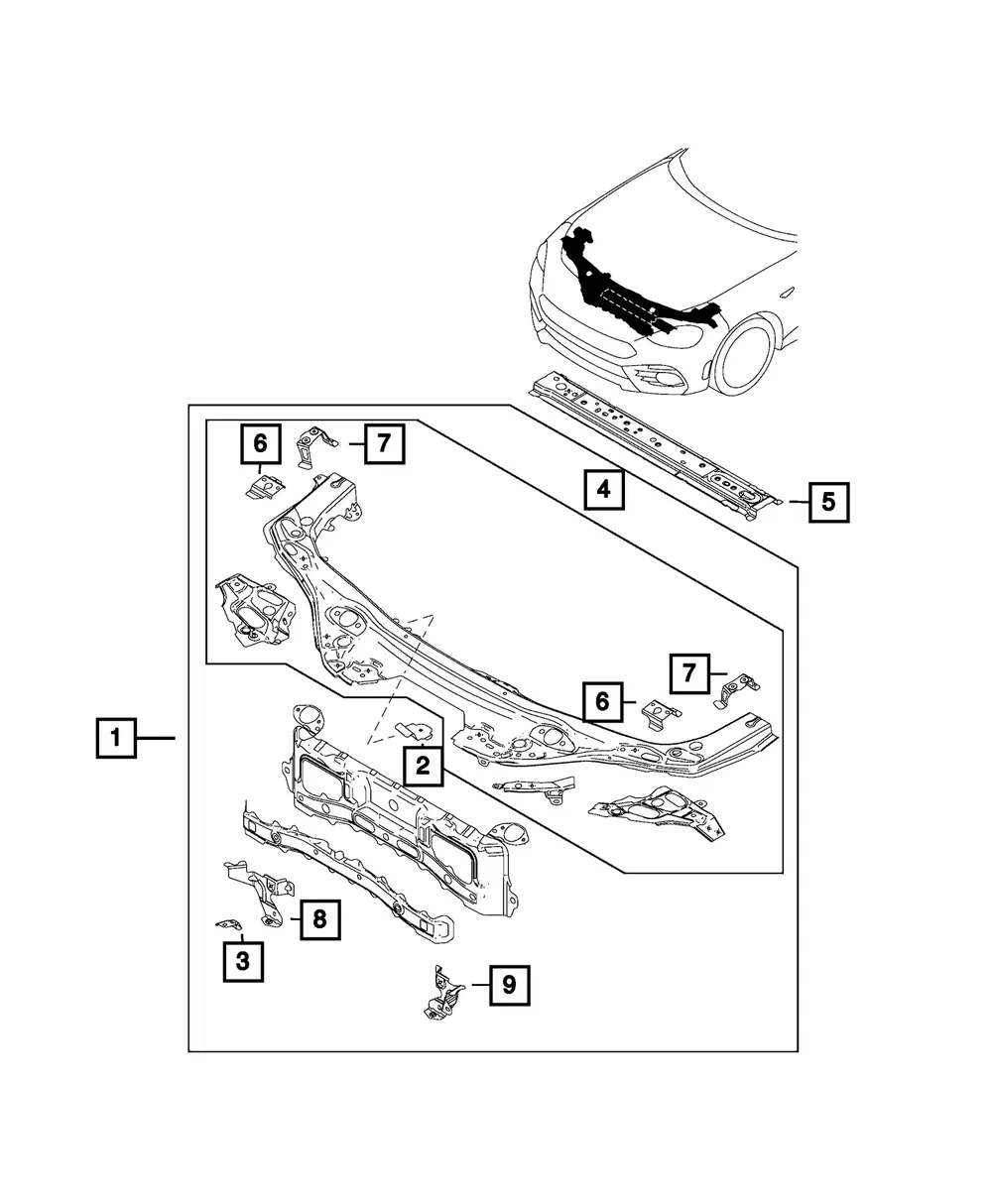 Radiator Support Reinforcement - Passenger Side (RH) - Fiat (68313314aa)