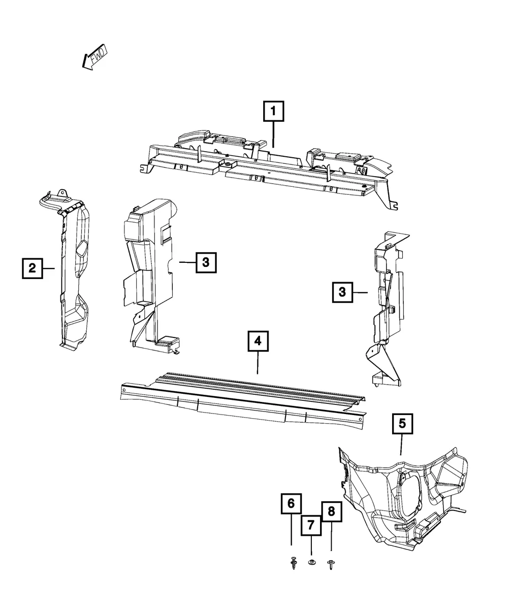 Radiator Side Air Seal Kit - Mopar (68381754AA) - view 2
