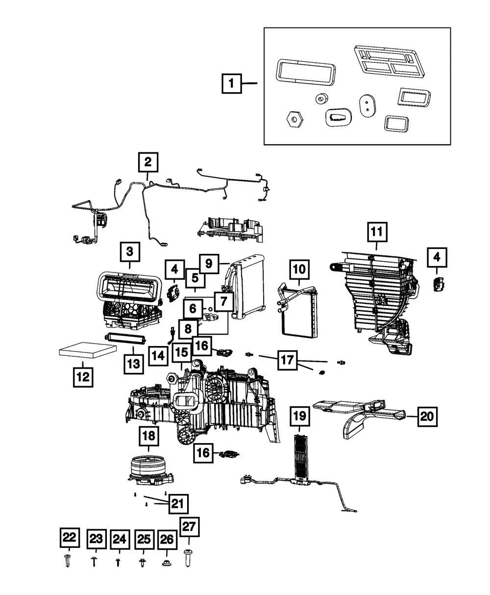 A/C And Heater Housing - Mopar (68396072ad)