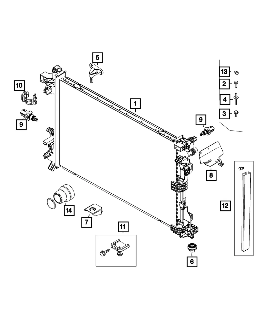 Radiator Mounting Pins Pin Repair Kit - Mopar (68654910AA)