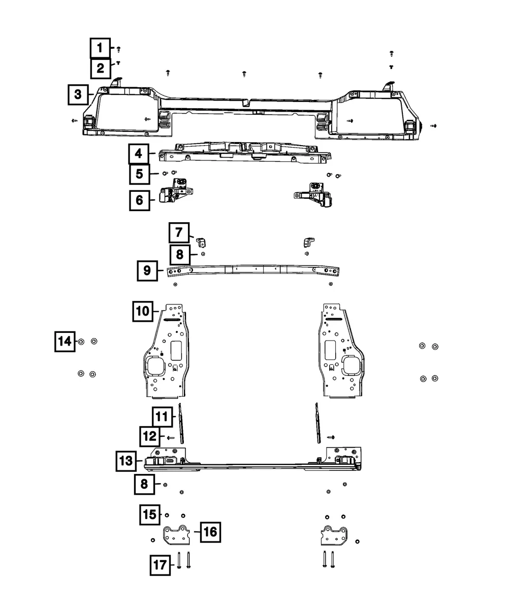 Radiator Closure Panel Cross-Member - Mopar (68708662AA)