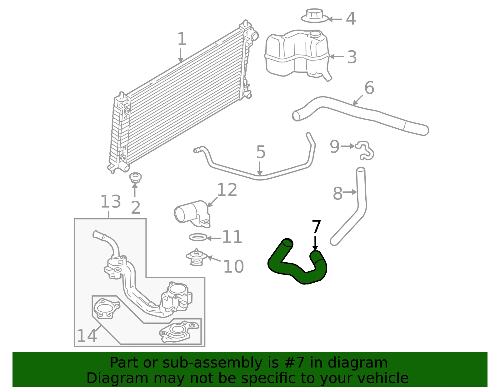 Radiator Coolant Hose - Ford (7L1Z-8286-A) - view 6