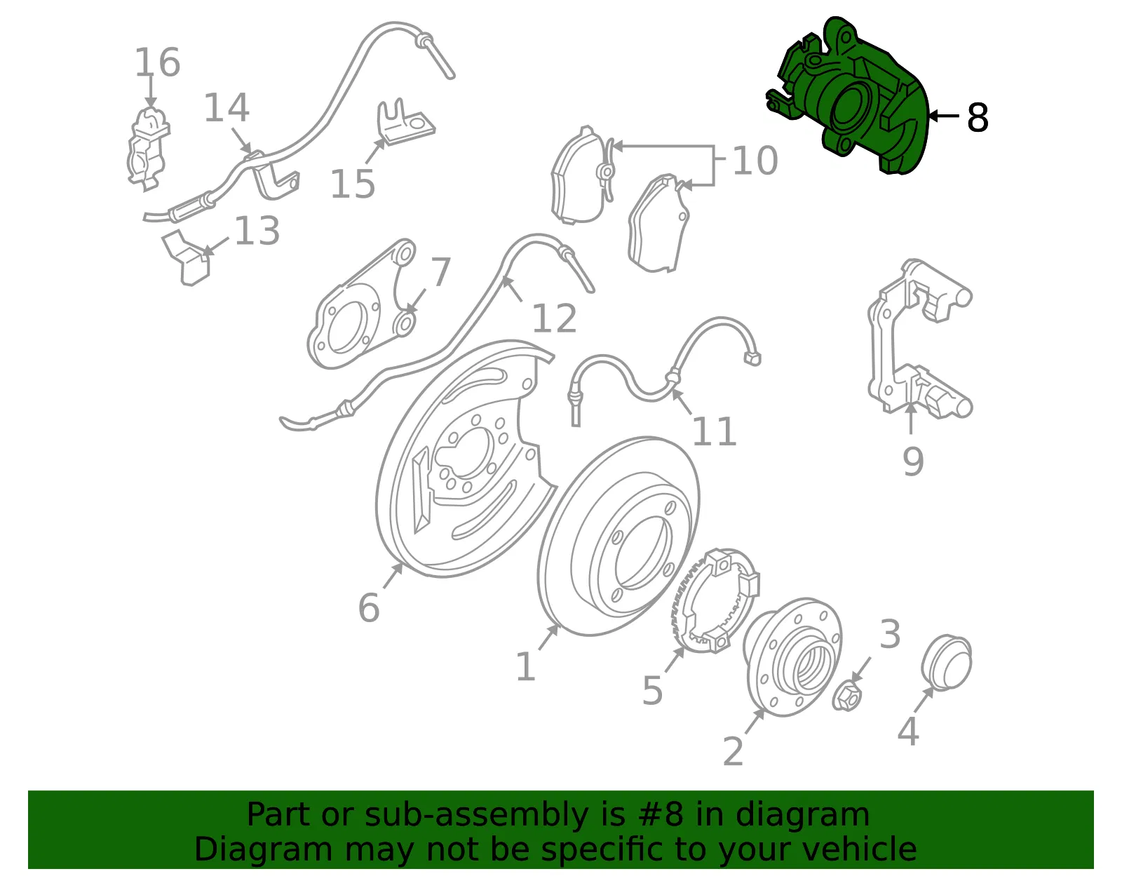 Caliper - Passenger Side (RH) - Volvo (8251697) - view 2