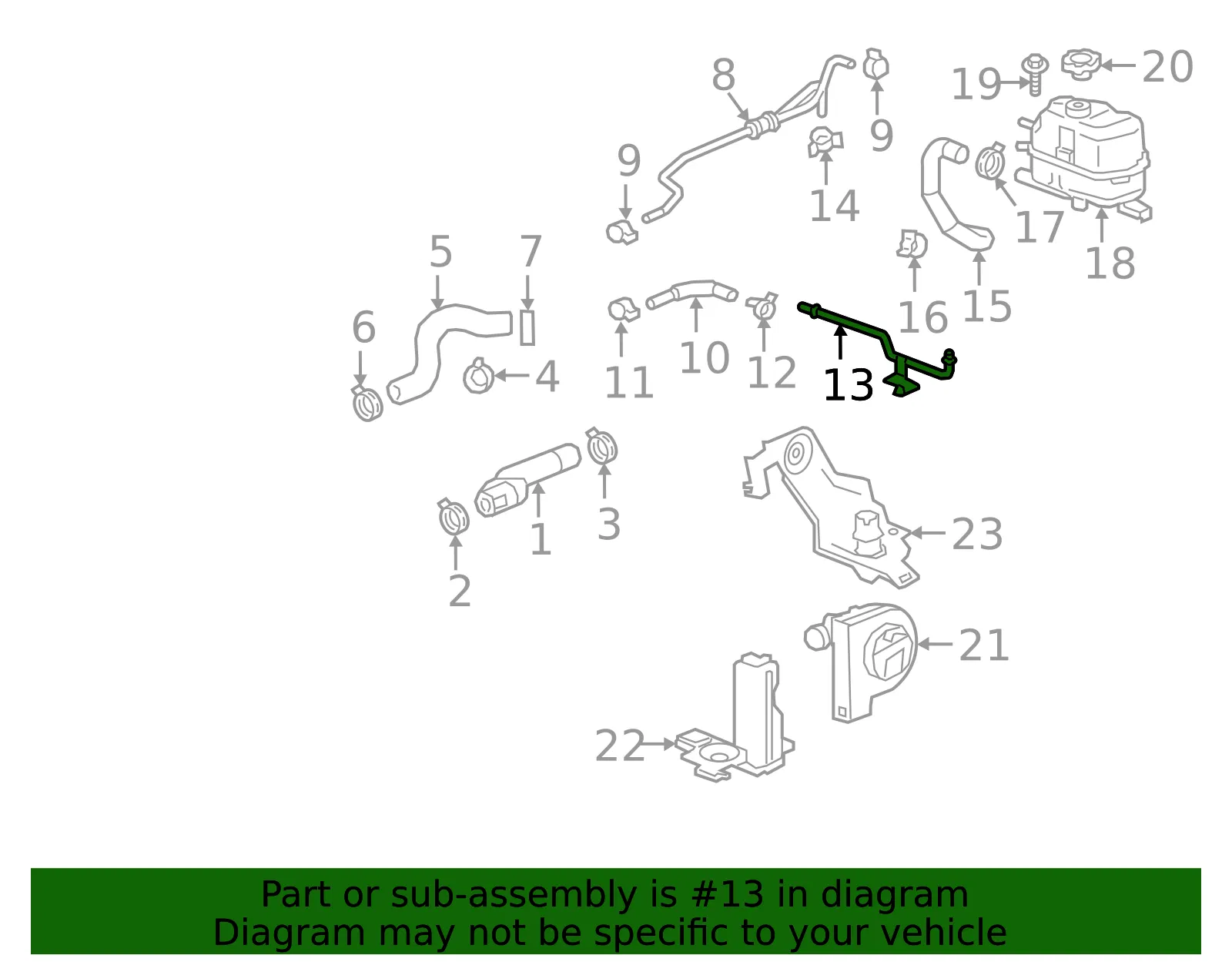 Radiator Surge Tank Outlet Pipe - GM (84097810) - view 4