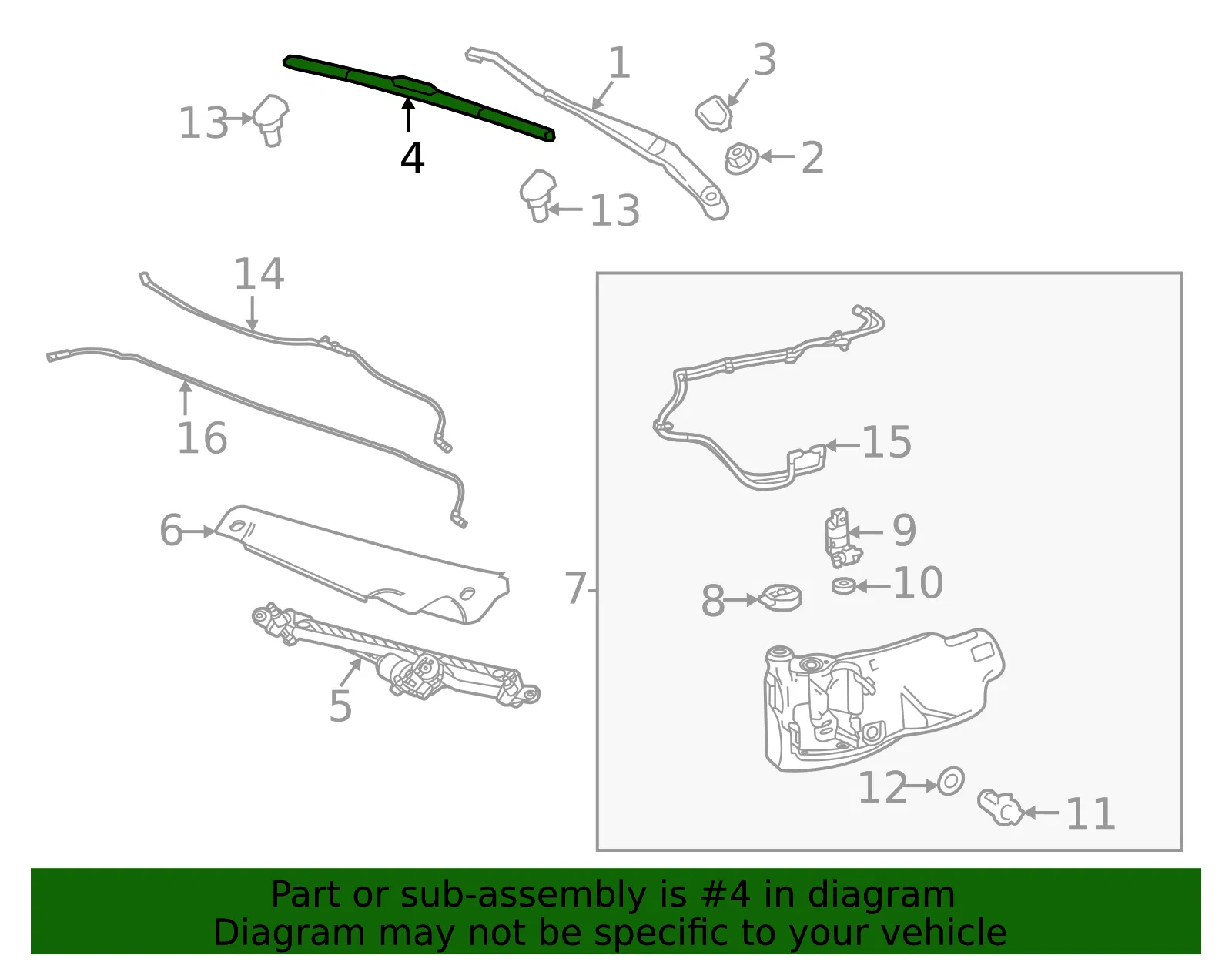 Wiper Blade, 3.2 in - GM (84278338) - view 5