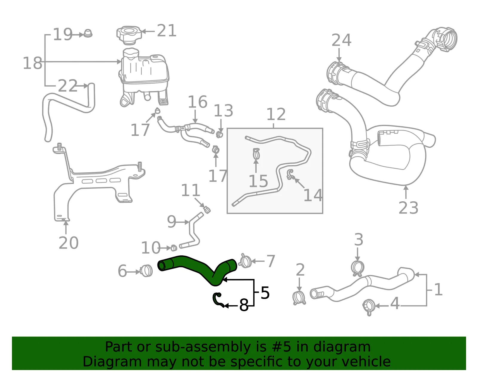Radiator Outlet Hose - GM (84557788) - view 4