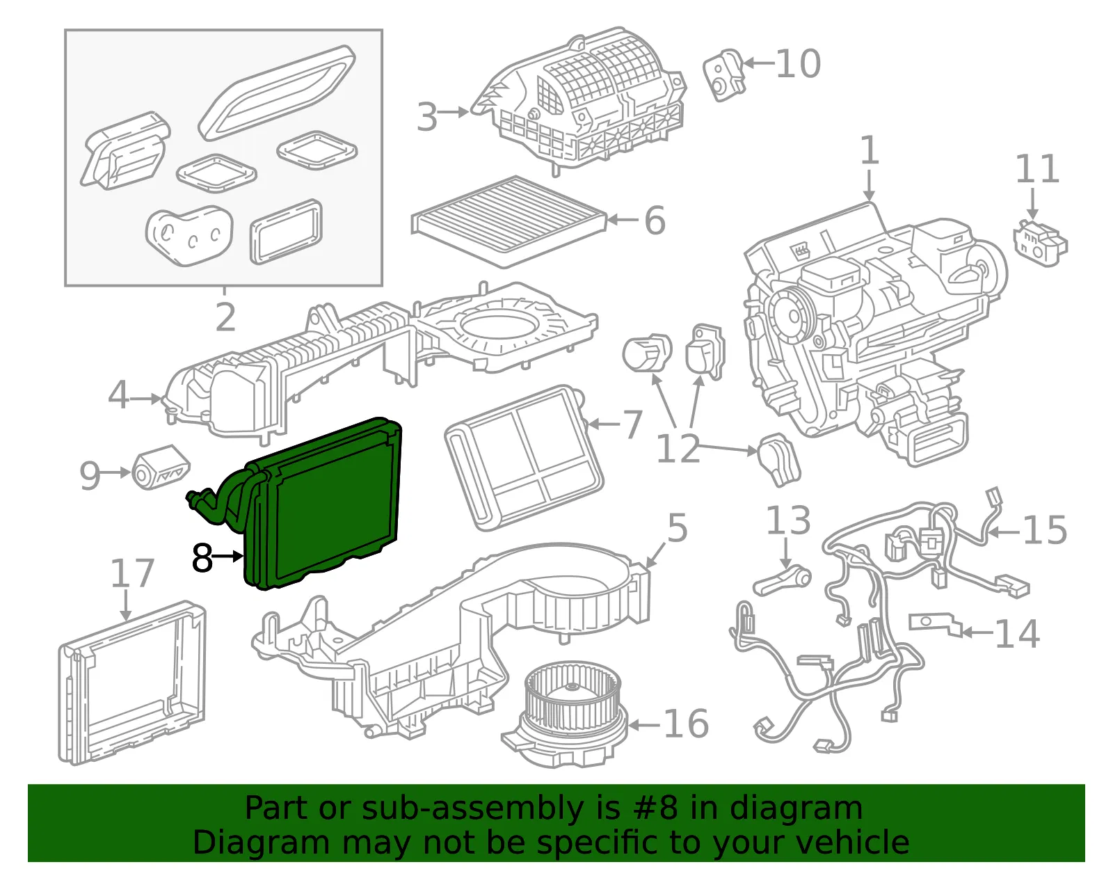 Air Conditioning Evaporator Core - GM (84641125) - view 2