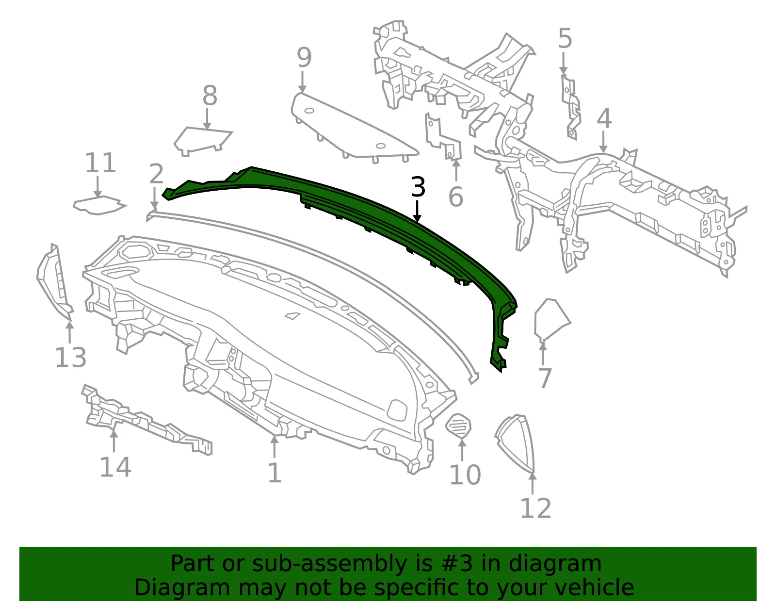 Upper Crash Pad - Kia (84770-D5000WK) - view 2