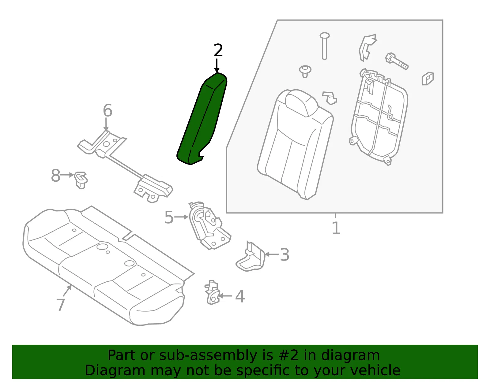 Bolster Pad - Passenger Side (RH) - Nissan (88610-4FU0A) - view 2