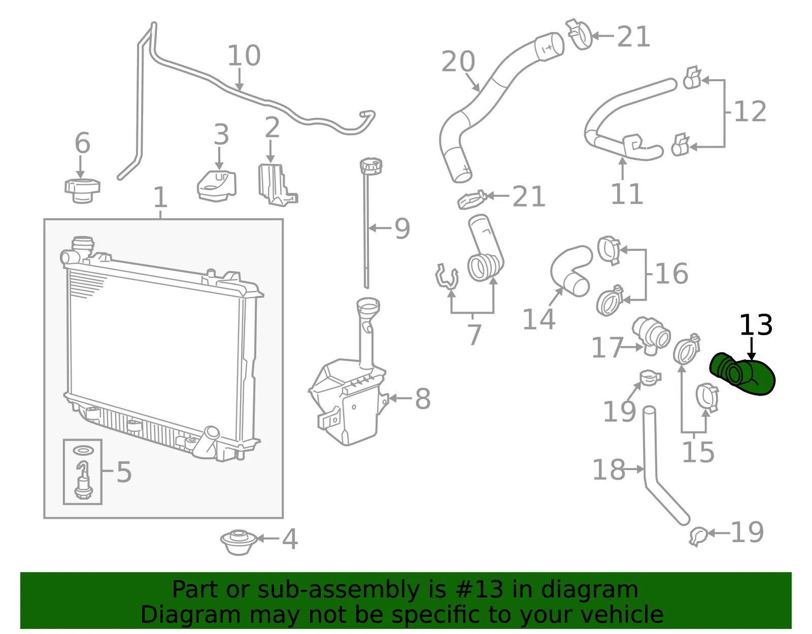 Front Radiator Inlet Hose - GM (92246932) - view 5